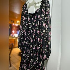 Black Floral Dress Long Sleeve